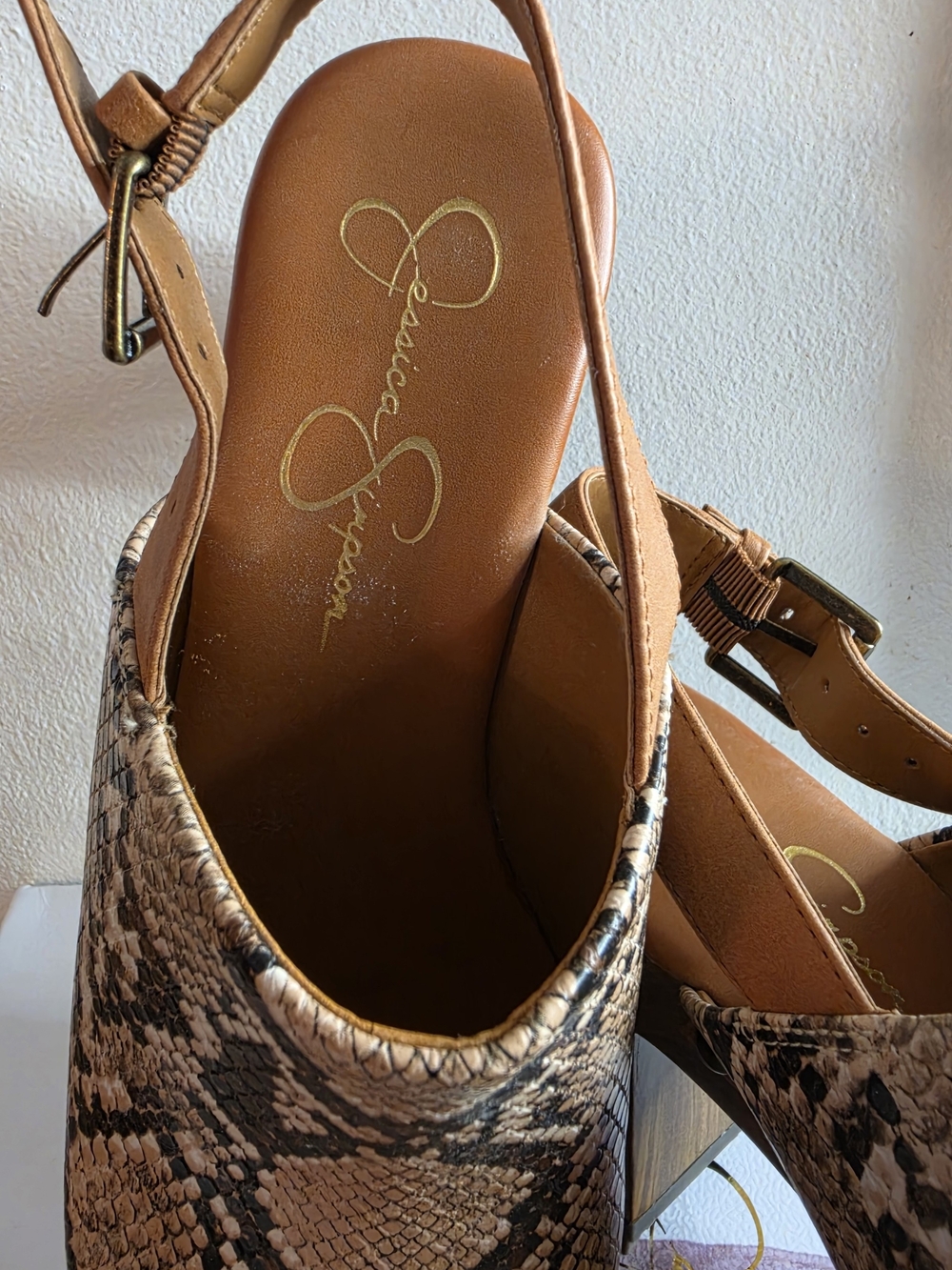 Jessica Simpson Tan Snake-Print Platform Clogs - Picture 2 of 8
